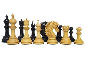 The Camelot Series Artisan Chess Pieces -Boxwood/ Ebony- 4.4" King - Picture 1 of 7