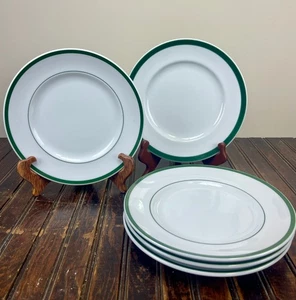 Williams Sonoma Brasserie 5-Pc Luncheon Plates 9" — Emerald Green Bands, Japan - Picture 1 of 11