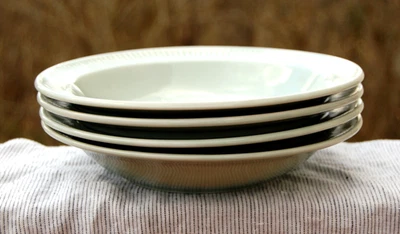 Pottery Barn Celadon Green Shallow Porcelain Bowls, Set of 4 - Image 1 of 4