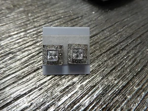 Atemberaubende Prinzessschliff CZ Ohrstecker Heiligenschein Stil Quadratische Fassung Modeschmuck - Bild 1 von 4