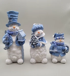 Frosty der Schneemann & Familie Kerzenständer 9" 7" 5" weiße Kerzen enthalten - Bild 1 von 10