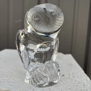 Daum France Kristall Eule Figur Skulptur 4 3/4" groß signiert Satin Augen - Bild 1 von 9
