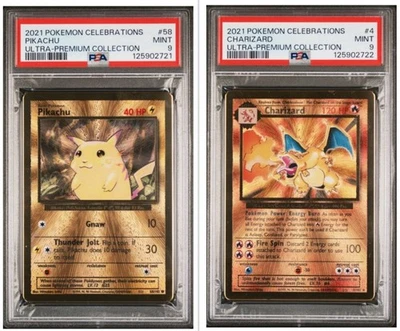 Charizard #4 Pikachu #58 2021 Pokémon UPC CELEBRACIONES METAL PSA 9 SECUENCIAL Foto 1 de 4