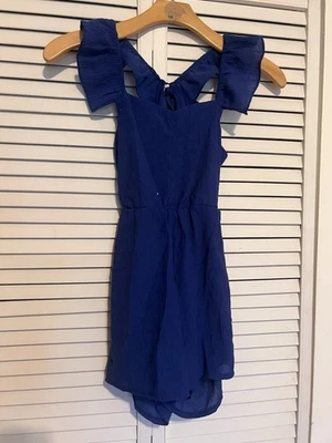 ROMPER Girl’s Kid’s Size 6 Romper Blue Ruffle Sleeves - Image 1 of 4