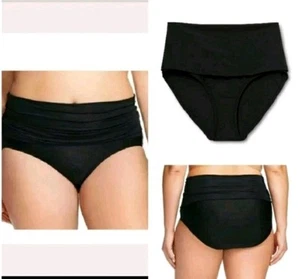 Ava Viv 20 22 20/22 W Bikini Negro Pliegue Cintura Alta Parte Inferior de Natación - Imagen 1 de 1
