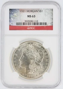 1921 Morgan Dollar NGC MS63 Philadelphia Minted Silver Dollar No Reserve - Picture 1 of 4