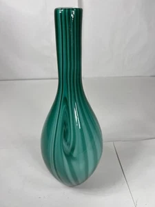 Beautiful Blown Glass L Art Vase Blue & White Green - Picture 1 of 4