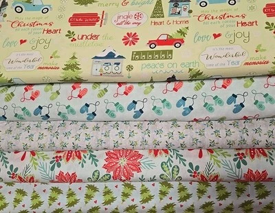 4.5 Metres Bundle 100% Cotton Premium Craft Fabric    Christmas Trucks And Trees - Image 1 of 4