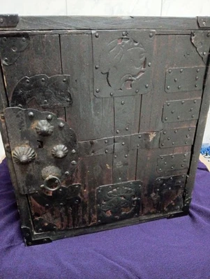 Japanese Chest Antique Tansu Safe Box 19Th Century EDO Old Wooden Drawer 15.7 in - Image 1 of 4