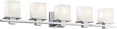 KICHLER Tully Bathroom Vanity Light 40.25 in. 5-Light Chrome Etched Glass Shade - Image 1 of 2