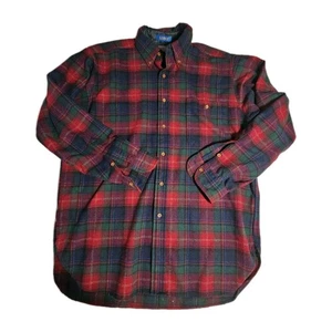 Pendleton Men’s LOBO Shirt Size Large Red Plaid Wool Flannel Button Outdoor Flaw - Picture 1 of 13