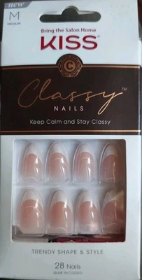 KISS Classy Press On (Pegamento) Uñas, Medianas, Mantén la Calma y Mantente Elegante, 28 Uñas Foto 1 de 3