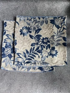 Scatter Box Floral Velvet Cushion Covers 22 X 22” Made In Ireland Blue & Taupe - Picture 1 of 8