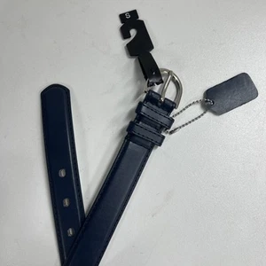 Ladies Skinny Genuine Leather Belt 28mm Sizes S Navy Blue 93cm Long Fit 29-3 - Picture 1 of 3