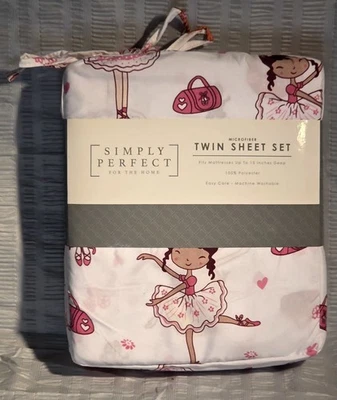 Juego de sábanas dobles Simply Perfect bailarina rosa microfibra niños niñas ropa de cama nuevo con etiquetas Foto 1 de 4