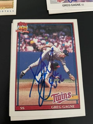 Twins Greg Gagne Signed Topps 1991 Card - Imagem 1 de 3