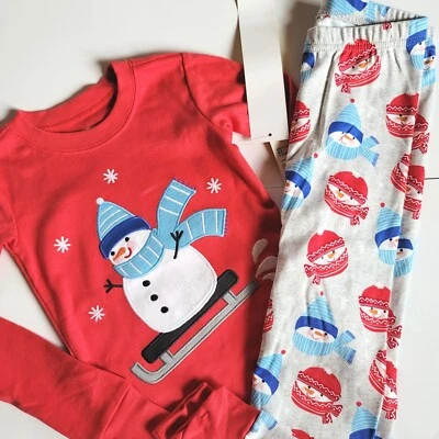 Gymboree Unisex sz 8 Gymmies Snowman Cotton Holiday Pajamas NWT Boy Girl - Image 1 of 4