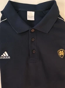 Adidas Notre Dame Polo Golf Shirt Mens Size XL Navy Blue Mesh Underarm Logo - Picture 1 of 4
