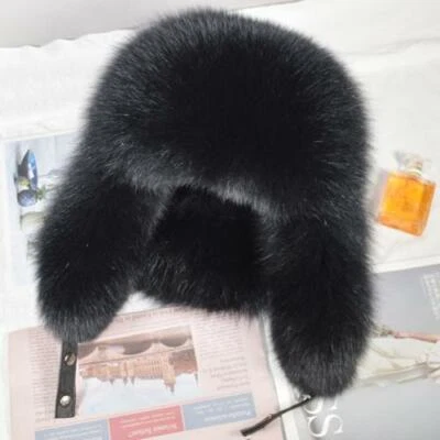 Men's Real Fox Fur Hat Trapper Hat Russian Hat Ushanka Real Leather Hunter Hat - Image 1 of 4