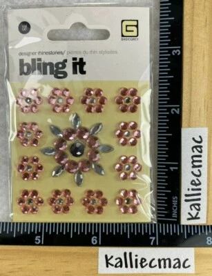 BasicGrey FLOWER DESIGNER RHINESTONES Stickers GEMSTONES - Image 1 of 2