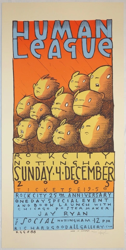 2005 Human League - Nottingham Silkscreen Concert Poster s/n by Jay Ryan - Image 1 of 1