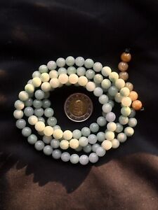vintage natural jade 8mm 10mm 115beads necklace