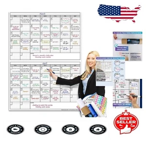 Huge Laminated Two-Month Planner - 100% Erasable Wall Calendar for Home & Office - Picture 1 of 9