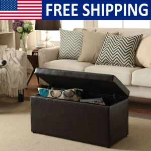 Klappbarer Aufbewahrungscontainer Ottomane Wohnzimmer Möbel Bücher Decken Braun Neu - Bild 1 von 9