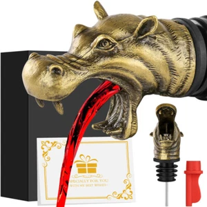 Creative Hippo Head Wine Pourer Stopper Bottle Stoppers Saver Home Bar Gadget - Picture 1 of 16