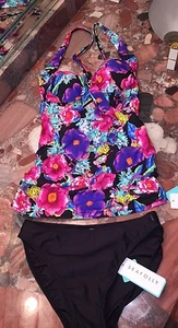 NWT Seafolly Paradiso Floral Push-up Bra Tankini Swimsuit Set Women's US 4 / 6 - Picture 1 of 4
