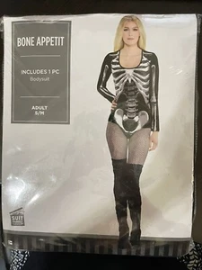 Bone Appetit Skeleton Bone Frame Jumpsuit Halloween Costume Women’s Size S/M NEW - Picture 1 of 1