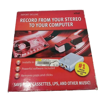 Xitel Inport Deluxe Stereo To PC Audio Recording Kit Converter Cassette Records - Image 1 of 4