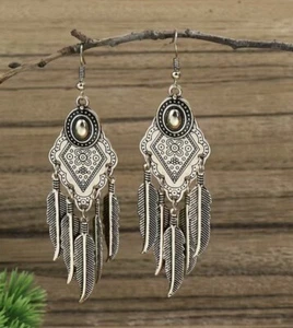 Neu Damen Retro Quaste Baumeln Blatt Antik Geometrisch Ohrringe - Bild 1 von 1
