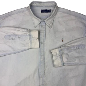 Vintage Polo Ralph Lauren Hemd Knopfleiste Langarm Flash Pony hellblau XXL - Bild 1 von 8