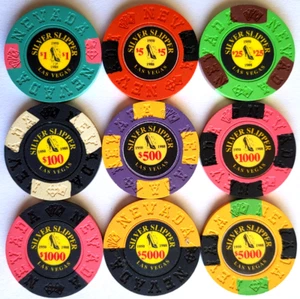 Silver Slipper "COMMEMORATIVE" Lot of 9 - LAS VEGAS Casino Chips - Picture 1 of 3