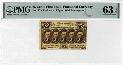 .25 Cent Fractional Currency note--fr.1279--Perforated Edges- PMG CU 63 EPQ - Image 1 of 4
