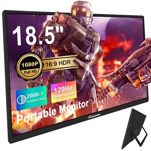 18,5-Zoll Portable Gaming Monitor,120Hz,FHD 1080P IPS Bildschirm Mit VESA-Loch - Afbeelding 1 van 7