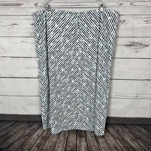 J Jill Skirt Womens 3X Blue White Striped Pull on Elastic Waist Midi Career - Picture 1 of 14