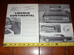 1963 LINCOLN CONTINENTAL ARTICOLO ORIGINALE - Foto 1 di 3