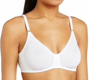 SLOGGI BASIC+ N, COTTON, NON-WIRED, NON- PADDED, SMOOTH, SOFT CUP BRA, IN WHITE, - Picture 1 of 5