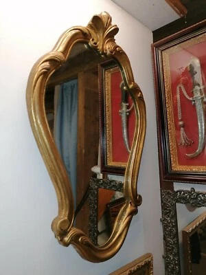  Итальянский винтажный деревянный ручной работы рококо зеркало 64 x 40 x 3 см  - Изображение 1 из 4