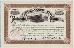 VY RARE EAST PENNSYLVANIA RR STOCK w AUTOGRAPH of GEO BAER, READING PREZ CV $200 - Picture 1 of 2