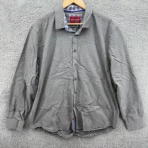 Report Collection Mens 2XL Button Up Shirt Gray Blue Texture Cotton Long Sleeve - Picture 1 of 7
