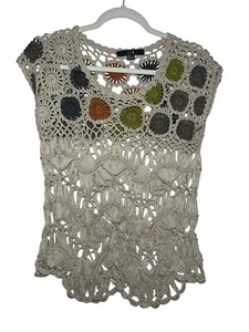 Women’s Crocheted Knit Bohemian Artsy Top By XXI Size S/Petite Retro Hippie - Picture 1 of 7