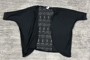 No Boundaries Top Junior Large 11-13 Black Shortsleeve Open Front Duster Crochet - Picture 1 of 11