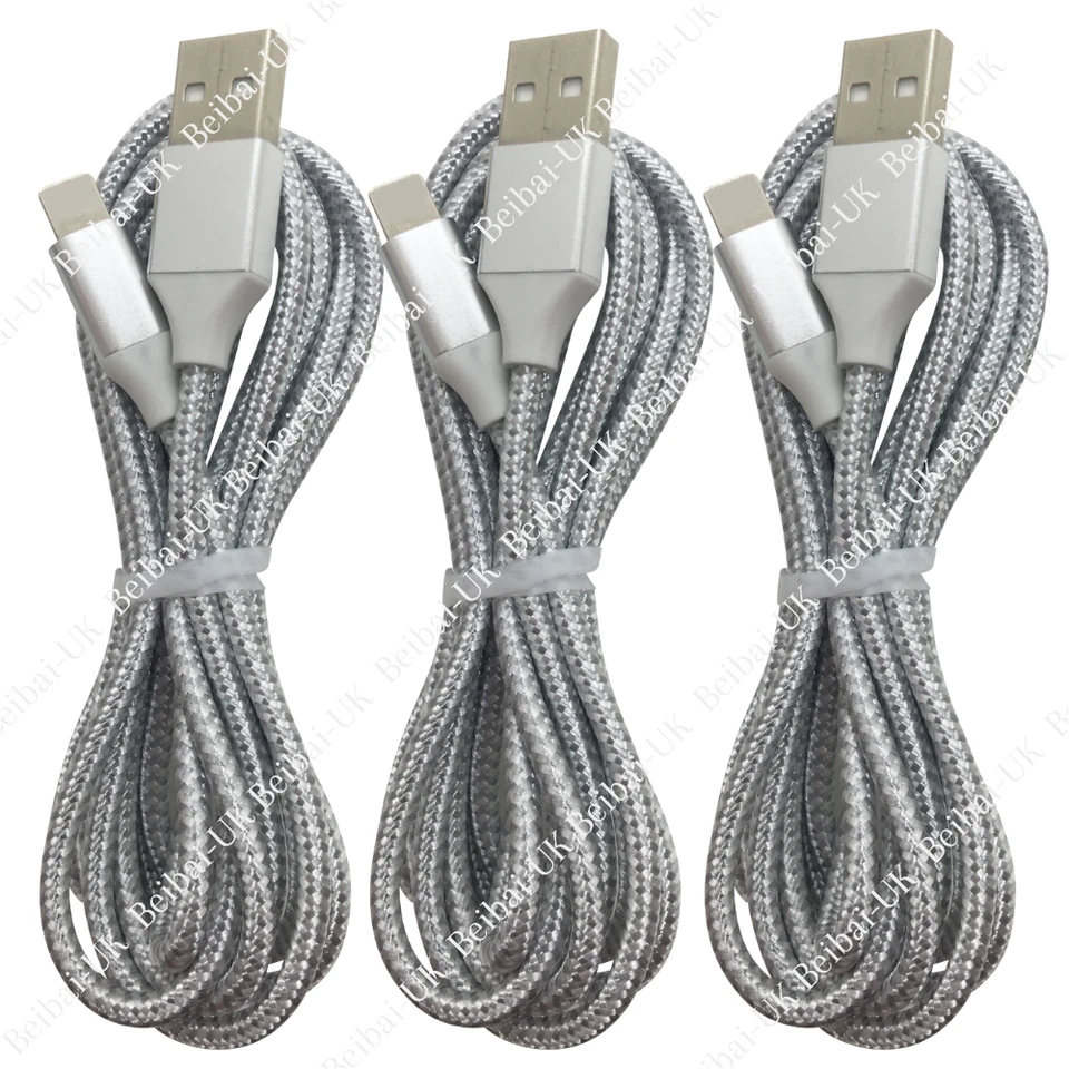 3 Pack USB Cable 6Ft For iPhone 14 13 12 11 8 XR iPad Fast Charger Charging Cord - Image 1 of 4