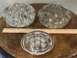 3 Lot of VTG GLASS FROG Flower Holders 13 & 11 holes 2 sizes - Picture 1 of 13