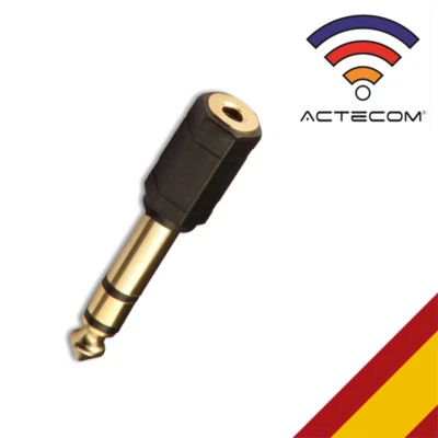 ACTECOM® ADAPTADOR MINI JACK HEMBRA 3,5mm A JACK MACHO 6,3 CALIDAD v100
