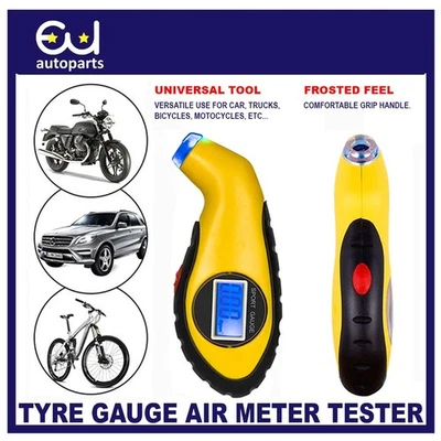 TYRE GAUGE TIRE AIR PRESSURE GAUGE LCD DIGITAL METER TESTER FOR CAR MOTORCYCL - Image 1 of 4
