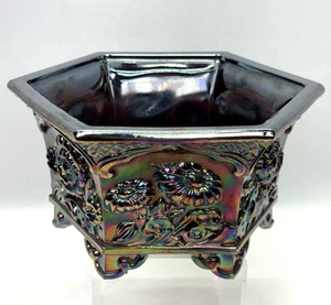 Vintage Fenton Carnival Glas Chrysantheme Sechseck Pflanzschale EUC makellos - Bild 1 von 9